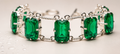 Emerald Green Gemstone Bracelet 925 Sterling Silver Bracelet | Emerald Cut Tennis Bracelet | Handmade Gift for Women | May Birthstone Jewelry