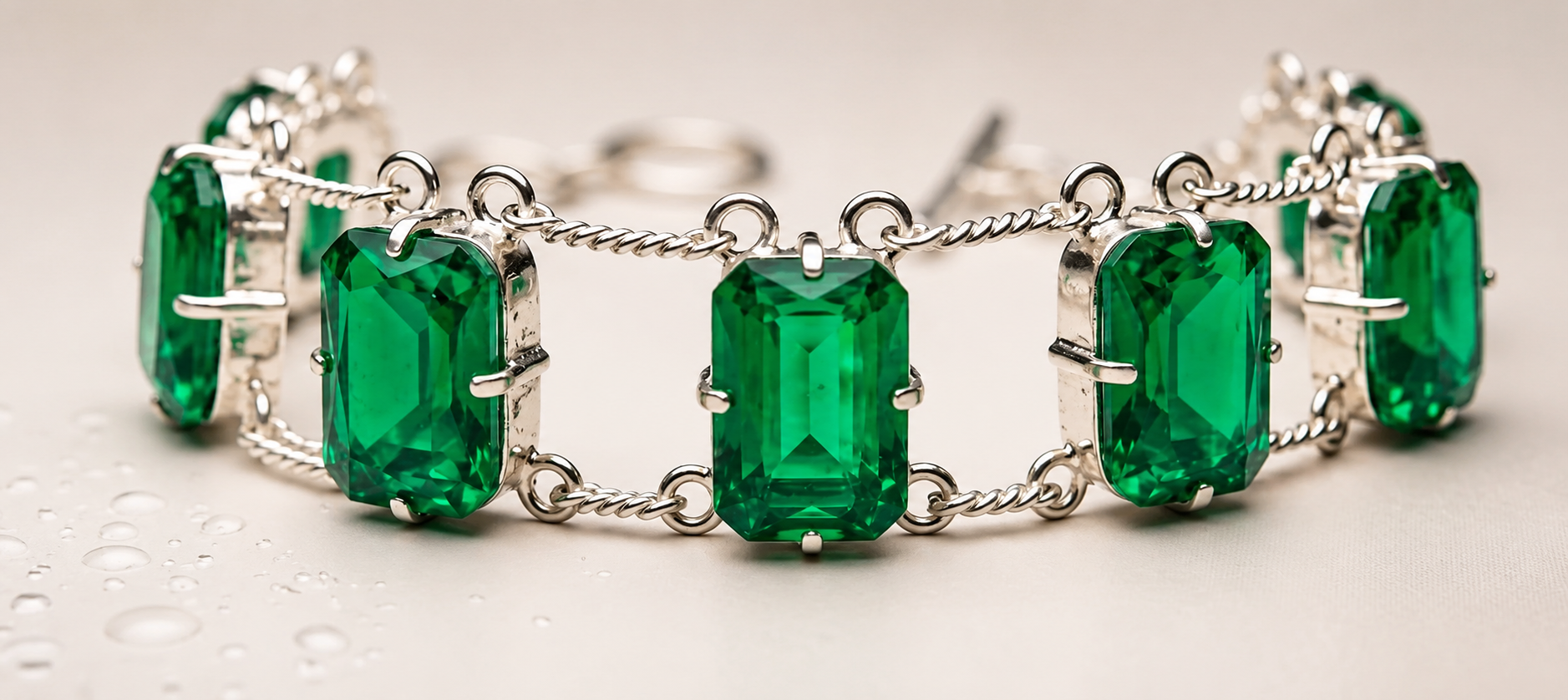 Emerald Green Gemstone Bracelet 925 Sterling Silver Bracelet | Emerald Cut Tennis Bracelet | Handmade Gift for Women | May Birthstone Jewelry