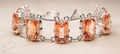 Peach Morganite Bracelet, 925 Sterling Silver Bracelet, Emerald Cut Gemstone Bracelet, Handmade Bridal Jewelry, Gift for Her