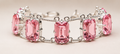 Pink Sapphire Tennis Bracelet, Sterling Silver Bracelet, Emerald Cut Pink Gemstone Bracelet, Handmade Jewelry Gift for Women