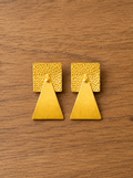 Minimalist Geometric Gold Earrings, Square & Triangle Dangle Earrings, Modern Matte Gold Stud Earrings, Handmade Statement Jewelry, Gift for Her