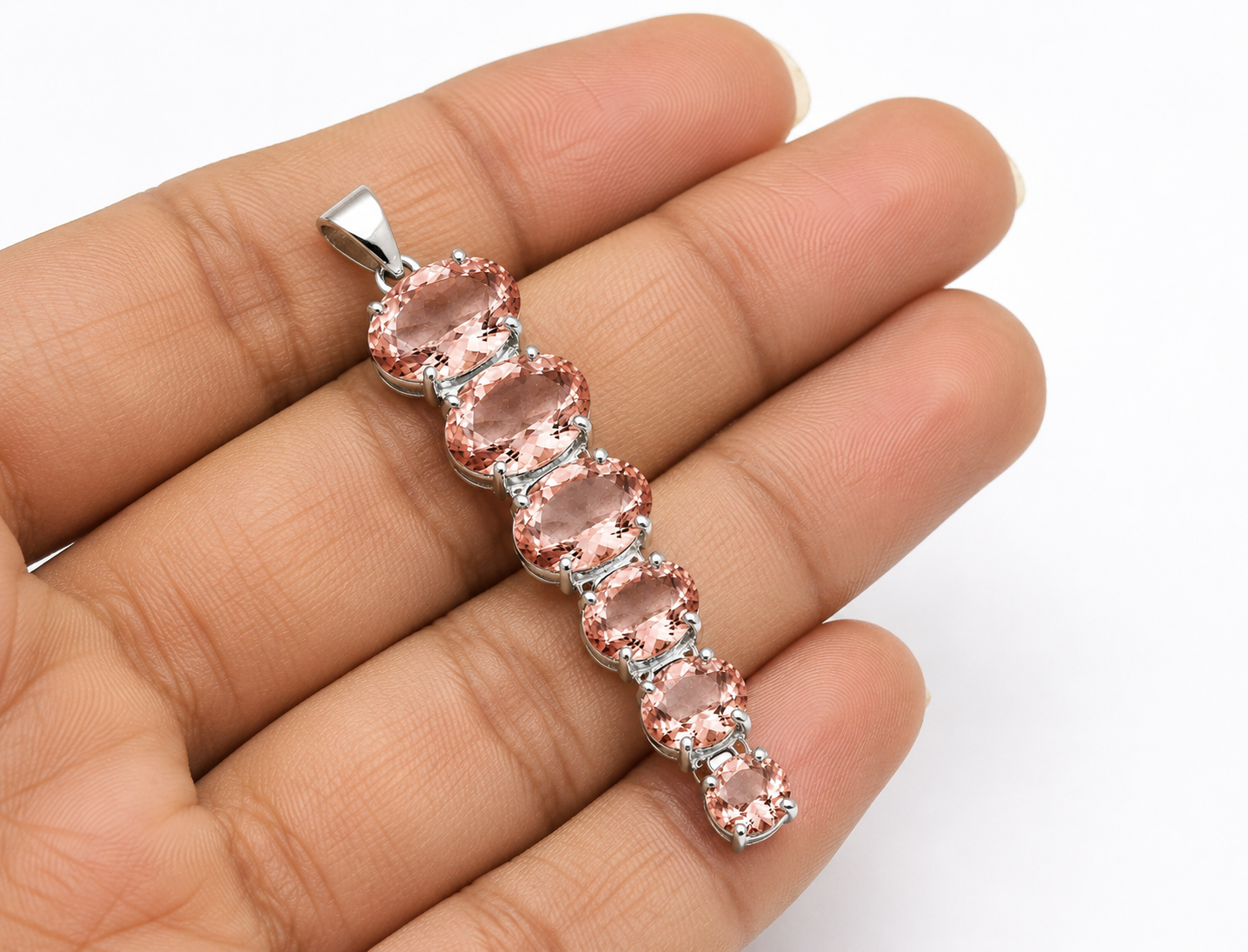 Natural Morganite Pendant, 925 Sterling Silver Necklace, Oval Pink Gemstone Pendant, Handmade Jewelry, Gift for Her