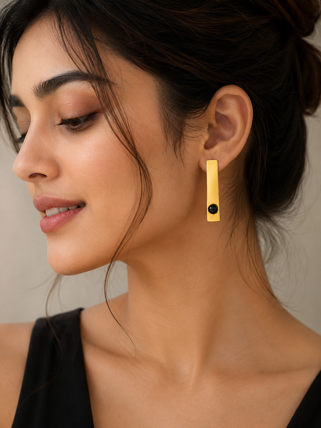 Minimalist Gold Bar Stud Earrings| Geometric Rectangle Earrings | Modern Gold Jewelry