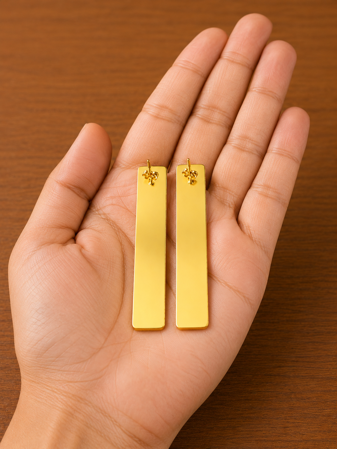 Minimalist Gold Bar Stud Earrings| Geometric Rectangle Earrings | Modern Gold Jewelry