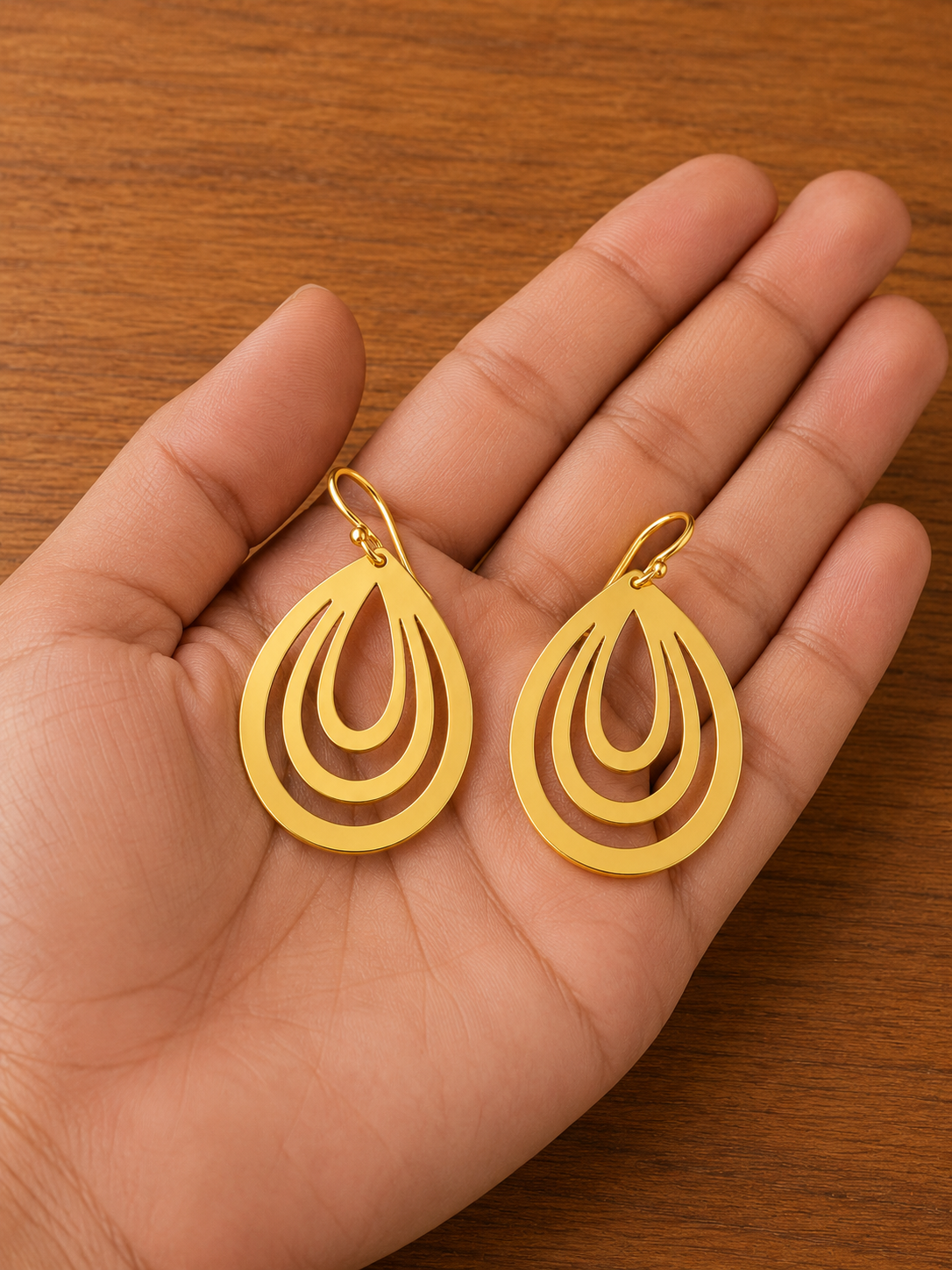 Luxury Handcrafted Teardrop Earrings - Genuine Gold Plated Minimalist Jewelry