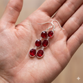 Luxury Handmade 925 Sterling Silver Red Crystal Dangle Earrings