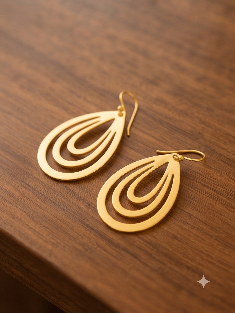 Luxury Handcrafted Teardrop Earrings - Genuine Gold Plated Minimalist Jewelry