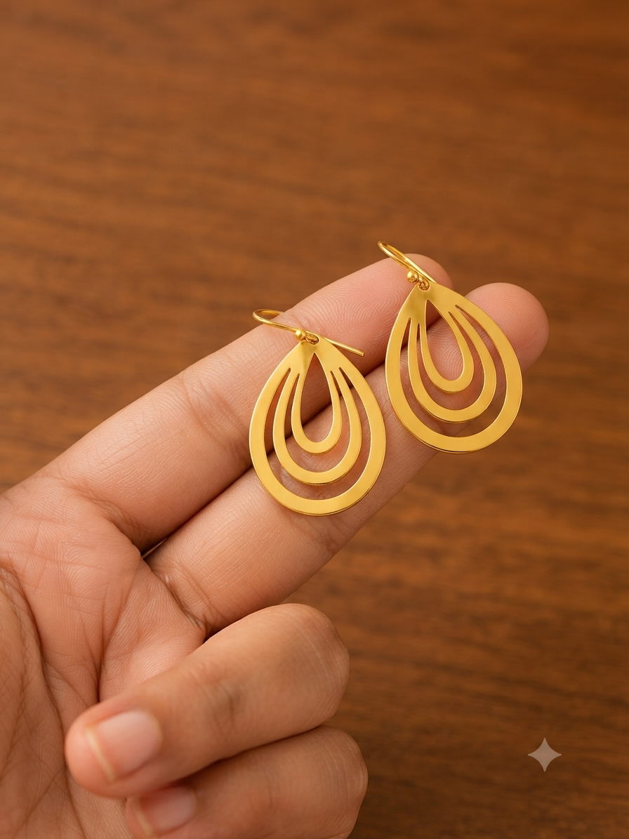 Luxury Handcrafted Teardrop Earrings - Genuine Gold Plated Minimalist Jewelry