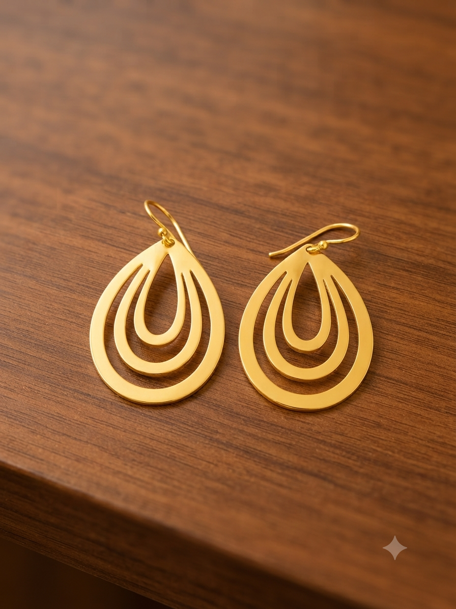 Luxury Handcrafted Teardrop Earrings - Genuine Gold Plated Minimalist Jewelry