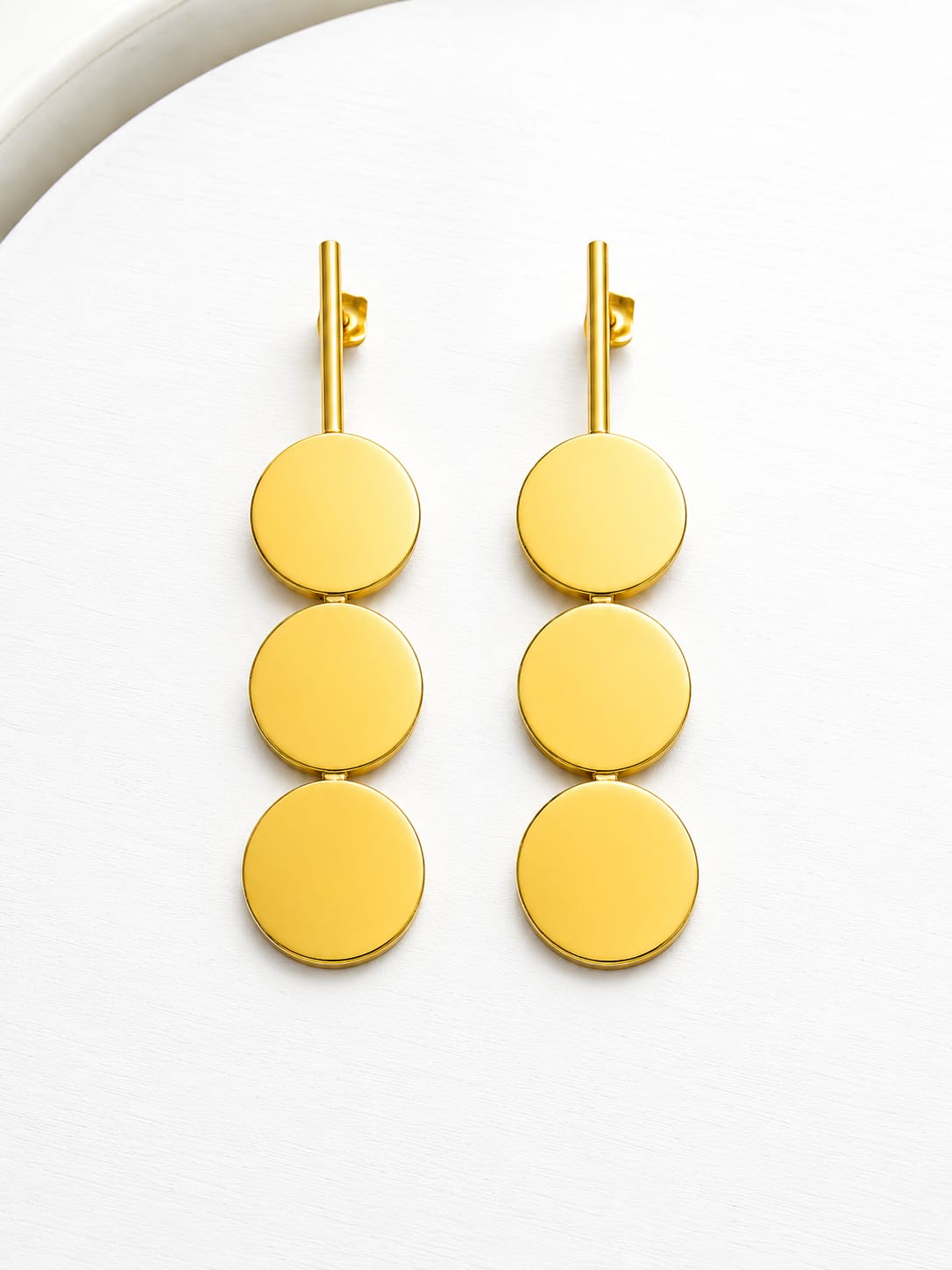 Handcrafted Luxury Gold Plated Long Earrings, Modern Geometric Statement Piece