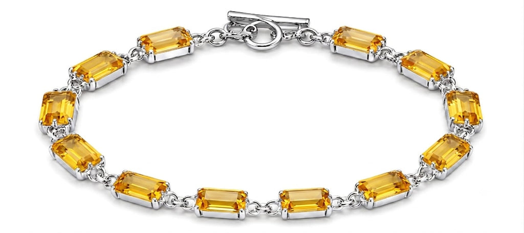 Handcrafted 925 Sterling Silver Citrine Bracelet – Luxury Genuine Gemstone Jewelry