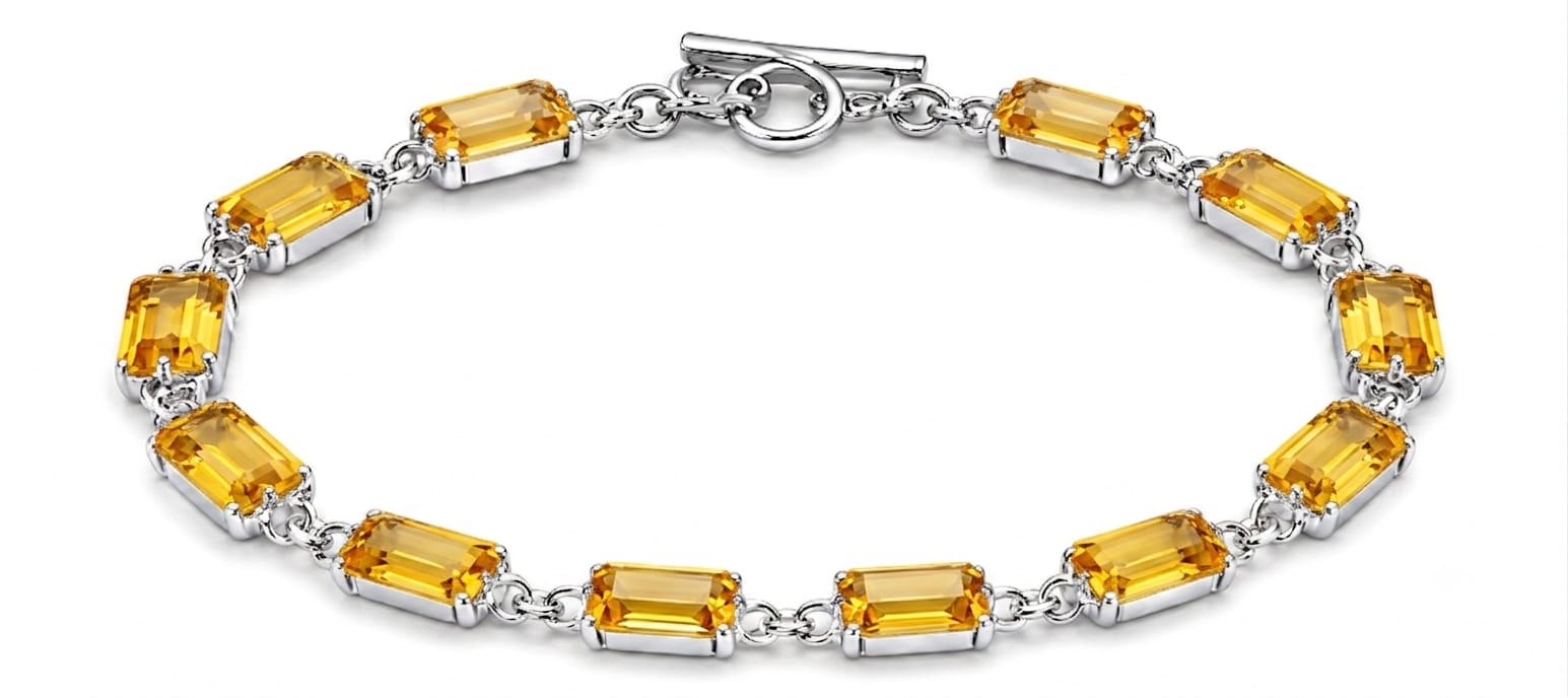 Handcrafted 925 Sterling Silver Citrine Bracelet – Luxury Genuine Gemstone Jewelry