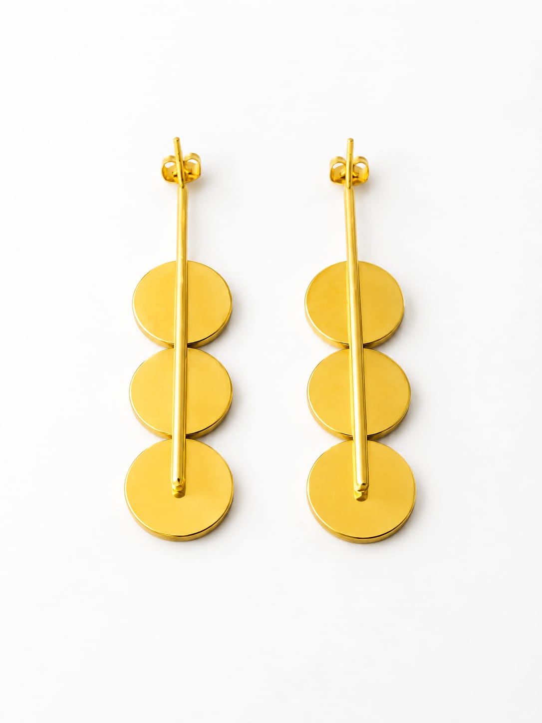Handcrafted Luxury Gold Plated Long Earrings, Modern Geometric Statement Piece