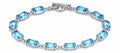 Premium Handcrafted Swiss Blue Topaz Bracelet, Genuine 925 Sterling Silver Bracelet, Emerald Cut Gemstone Tennis Bracelet, Luxury Gift for Her