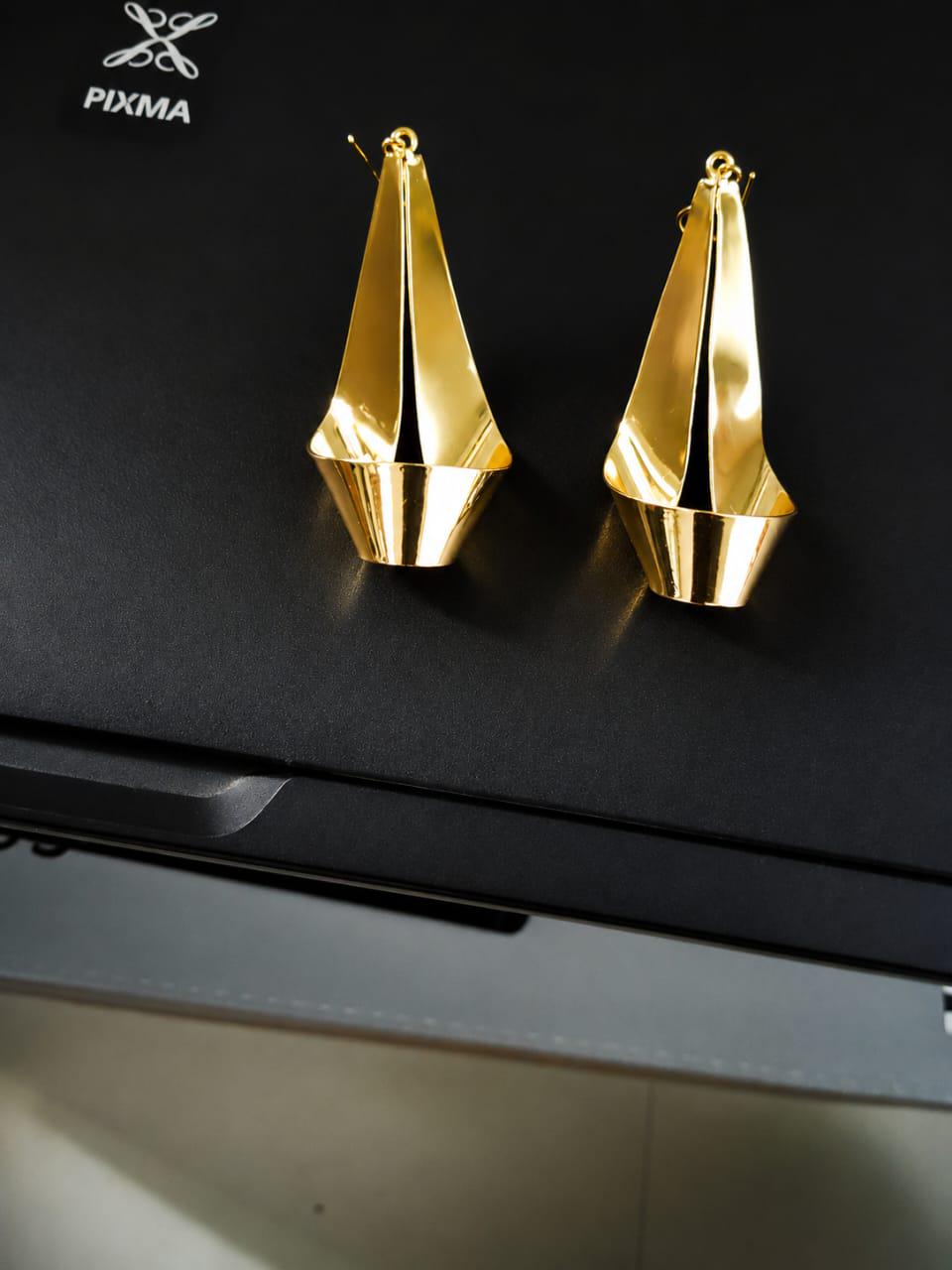 Luxury 925 Sterling Silver Gold Drop Earrings, Geometric Dangle Earrings, Minimalist Statement Jewelry, Gift for Her, Handmade