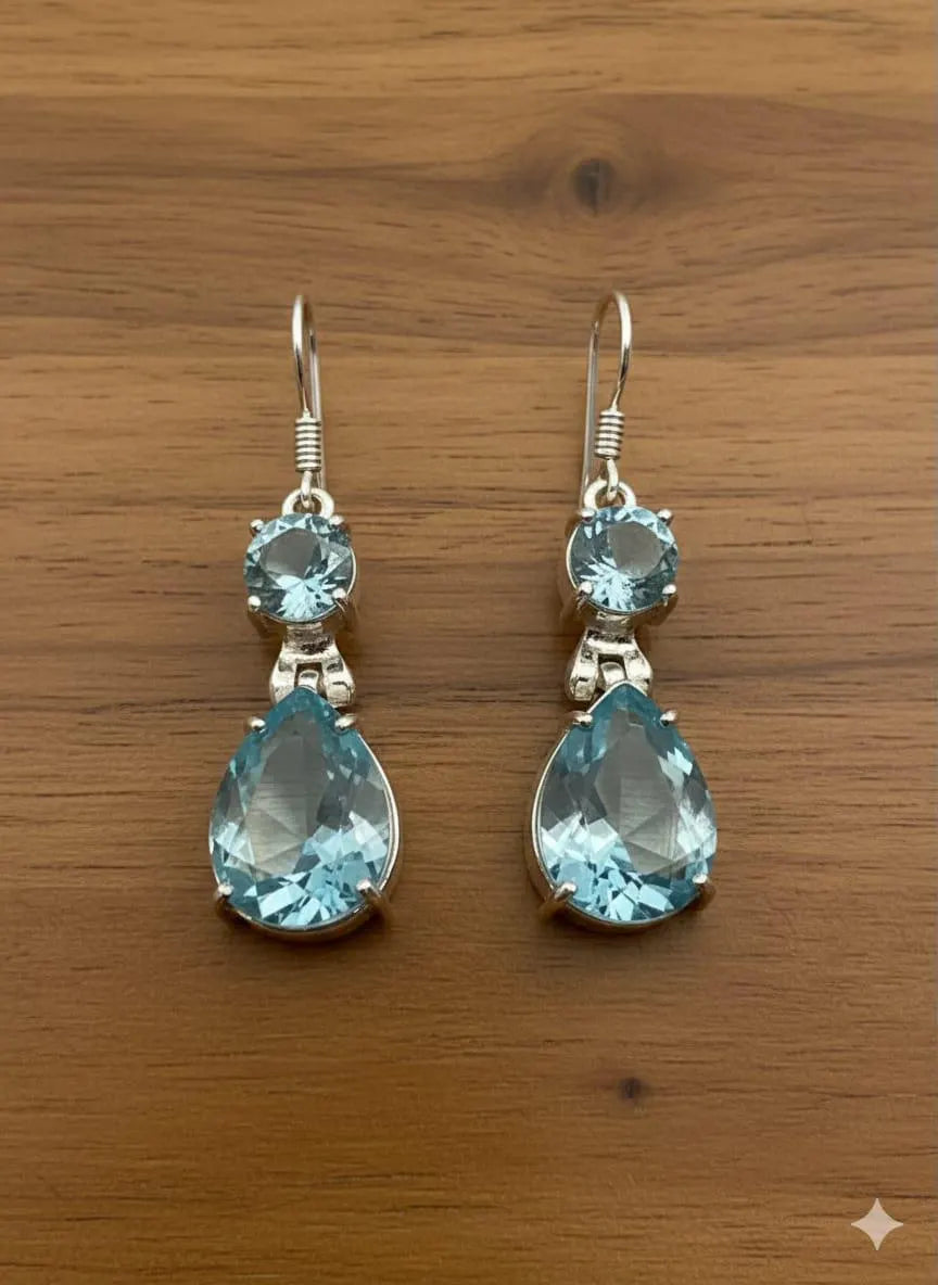 Elegant Sky Blue Teardrop Dangle Earrings – Artisan Crafted