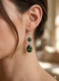 Handcrafted 925 Sterling Silver Drop Earrings with Deep Green Gemstones – Elegant Luxury Jewelry