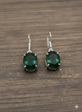 Premium Handcrafted Luxury Genuine 925 Sterling Silver Emerald Green Crystal Dangle Earrings