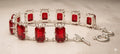 Handmade Luxury 925 Silver Bracelet – Elegant Rectangular Red Stone Designer Jewelry