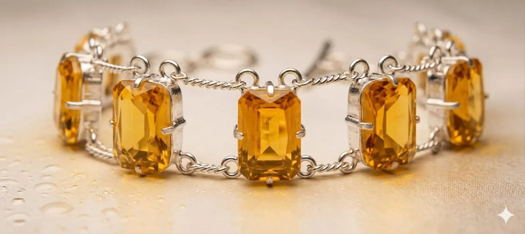 Handcrafted Citrine Bracelet in 925 Sterling Silver – Premium Faceted Gemstone Jewelry