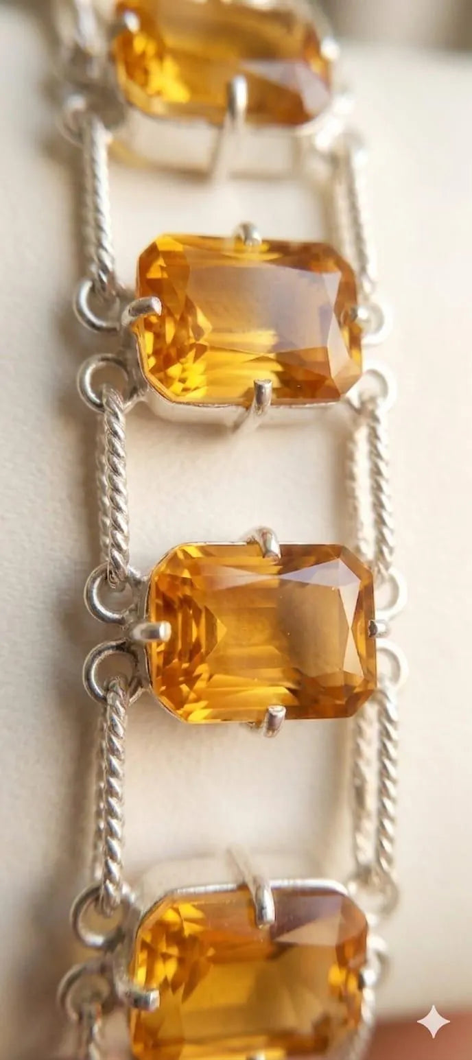 Handcrafted Citrine Bracelet in 925 Sterling Silver – Premium Faceted Gemstone Jewelry