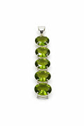 "Handcrafted 925 Silver Statement Pendant – Elegant Five-Stone Oval Green Gemstone Necklace"