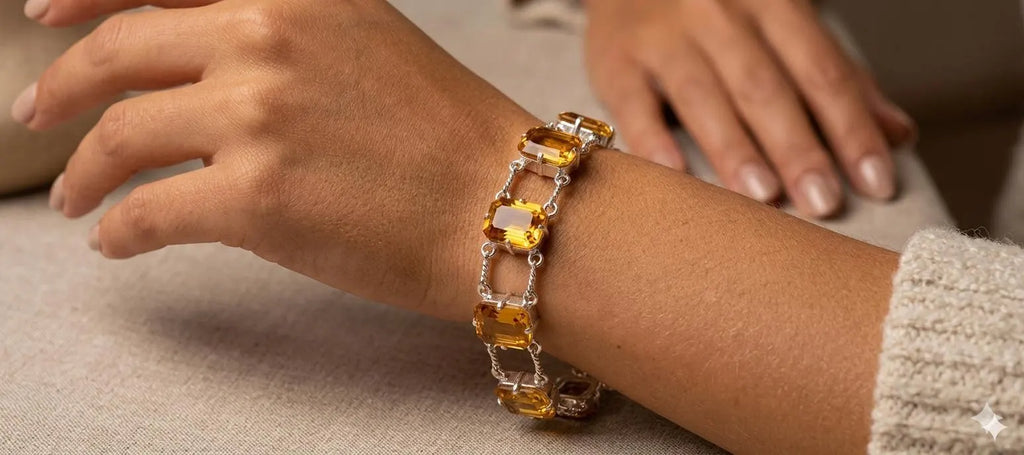 Handcrafted Citrine Bracelet in 925 Sterling Silver – Premium Faceted Gemstone Jewelry