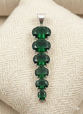 Premium Handcrafted Luxury 925 Sterling Silver Pendant with Graduated Deep Green Gemstones