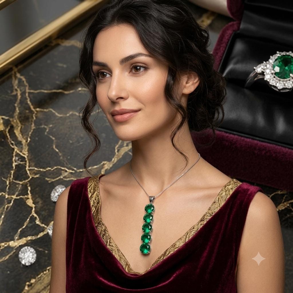 Luxury 925 Silver Genuine Green Stone Pendant – Handcrafted Elegant Statement Jewelry