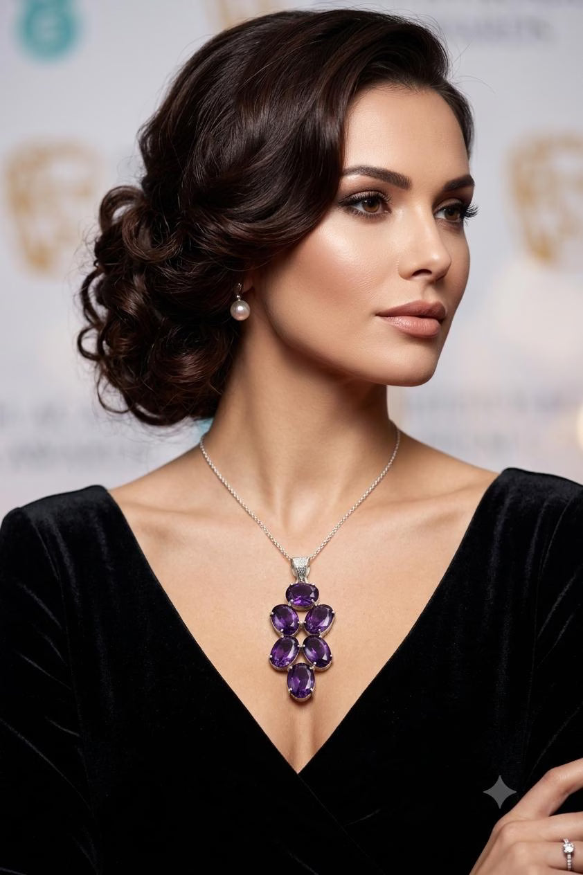Premium Handcrafted 925 Silver Amethyst Cluster Pendant – Luxury Statement Piece