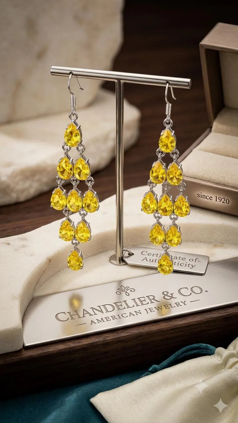 Yellow Citrine Chandelier Earrings, 925 Sterling Silver Dangle Earrings, Pear Cut Gemstone Jewelry, November Birthstone Gift for Her