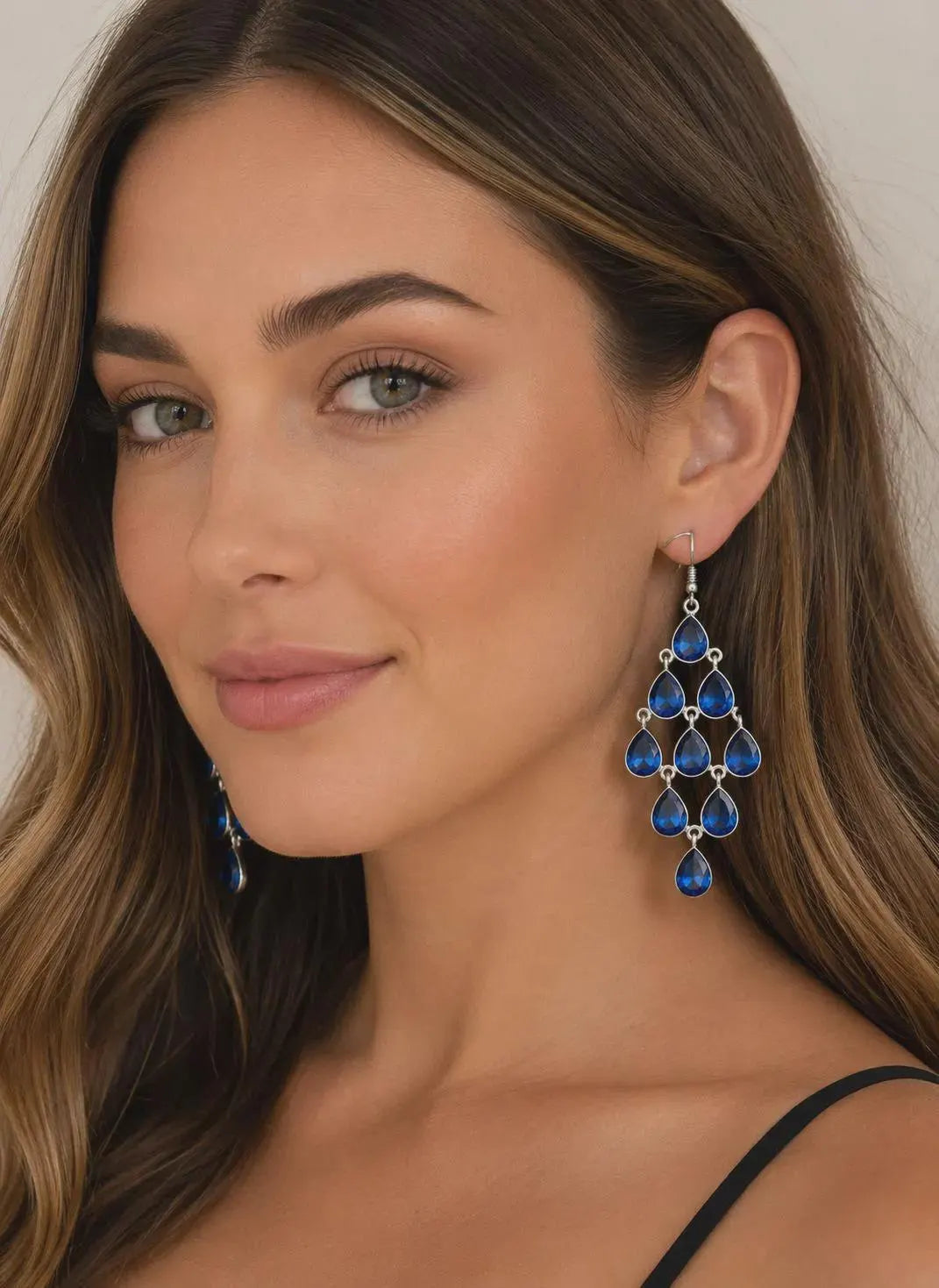 Handmade 925 Sterling Silver Blue Gemstone Chandelier Earrings, Elegant Teardrop Dangle Earrings, Luxury Gift for Women