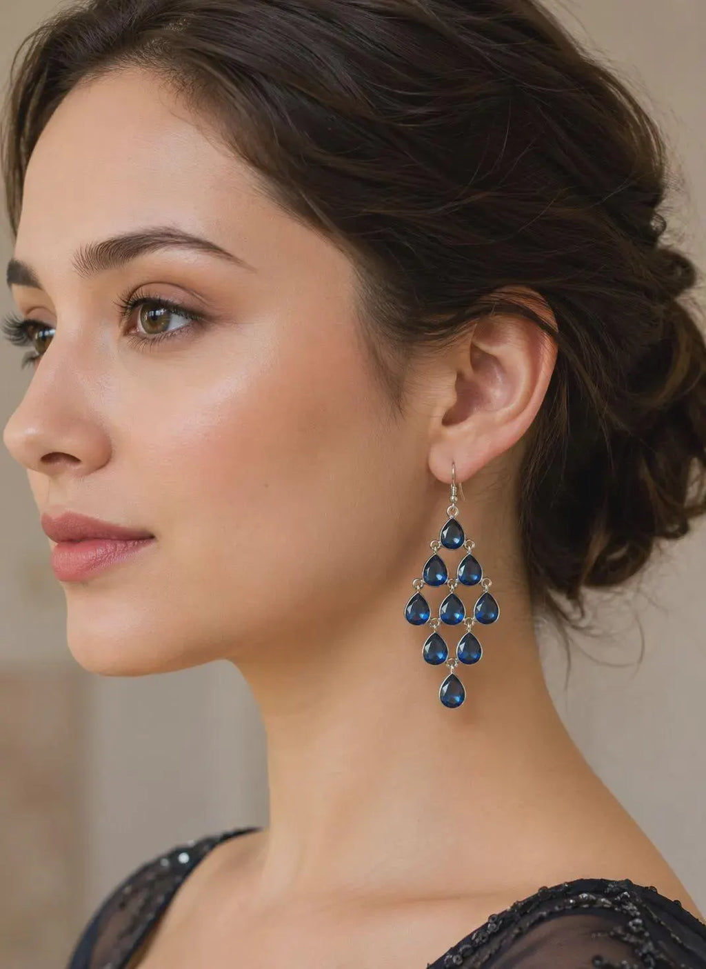 Handmade 925 Sterling Silver Blue Gemstone Chandelier Earrings, Elegant Teardrop Dangle Earrings, Luxury Gift for Women