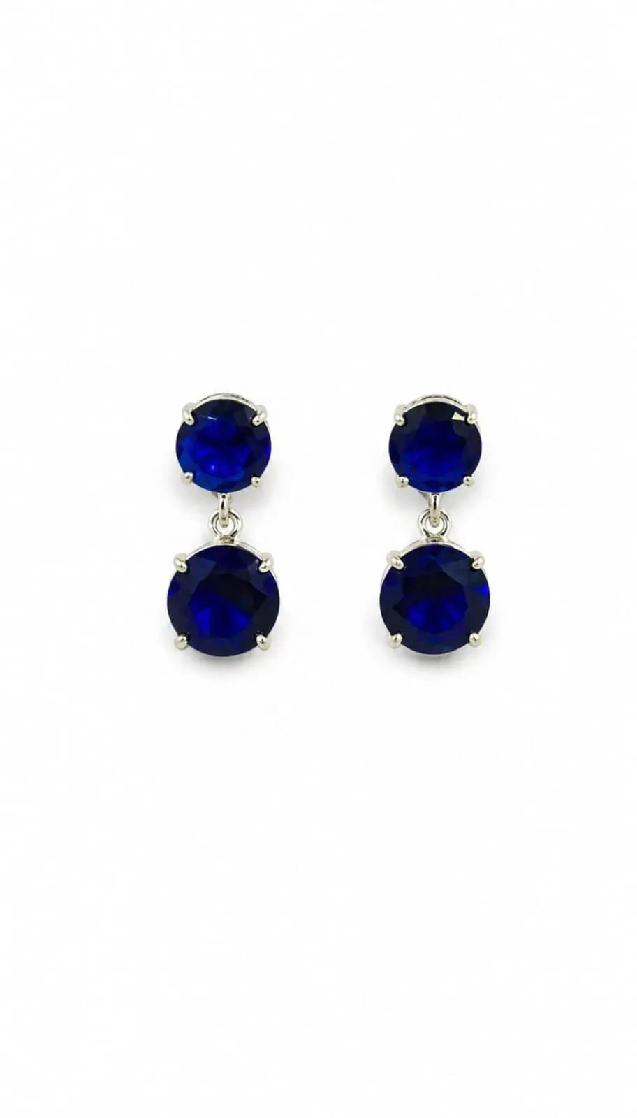 Blue Sapphire Drop Earrings, 925 Sterling Silver Dangle Earrings, Round Blue Gemstone Earrings, September Birthstone Jewelry, Gift for Her