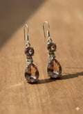 Handcrafted 925 Sterling Silver Genuine Smoky Quartz Teardrop Earrings – Luxury Artisan Jewelry