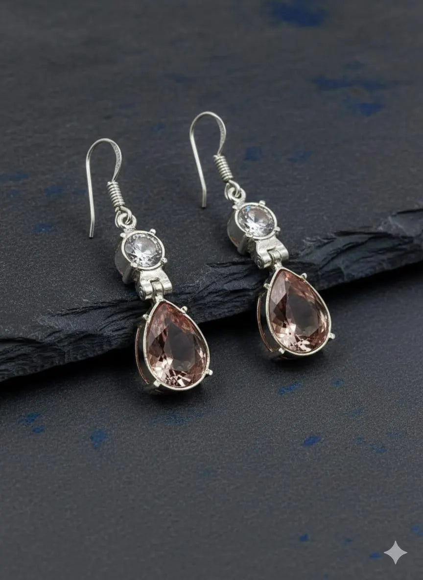 Handcrafted 925 Sterling Silver Genuine Smoky Quartz Teardrop Earrings – Luxury Artisan Jewelry
