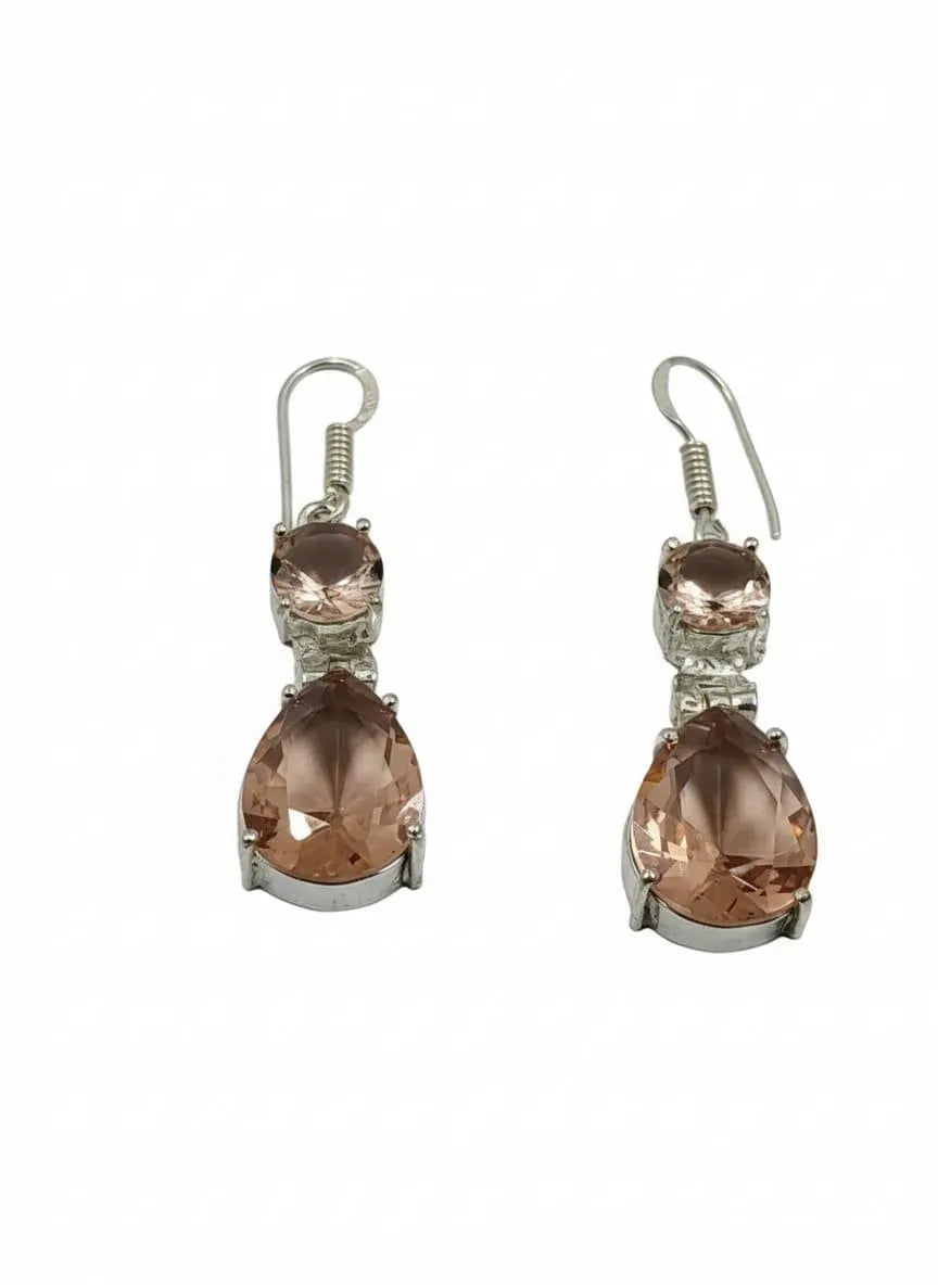 Handcrafted 925 Sterling Silver Genuine Smoky Quartz Teardrop Earrings – Luxury Artisan Jewelry