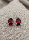 Handcrafted 925 Sterling Silver Garnet Earrings | Luxury Red Gemstone Dangle Earrings