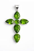 Premium Handcrafted 925 Sterling Silver Green Peridot Cross Pendant | Luxury Gemstone Jewelry