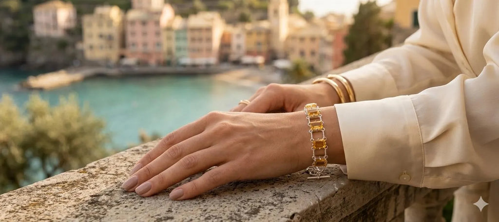 Handcrafted Citrine Bracelet in 925 Sterling Silver – Premium Faceted Gemstone Jewelry