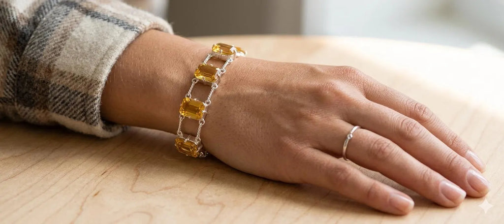 Handcrafted Citrine Bracelet in 925 Sterling Silver – Premium Faceted Gemstone Jewelry