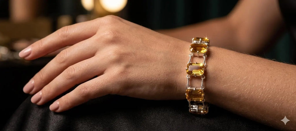 Handcrafted Citrine Bracelet in 925 Sterling Silver – Premium Faceted Gemstone Jewelry