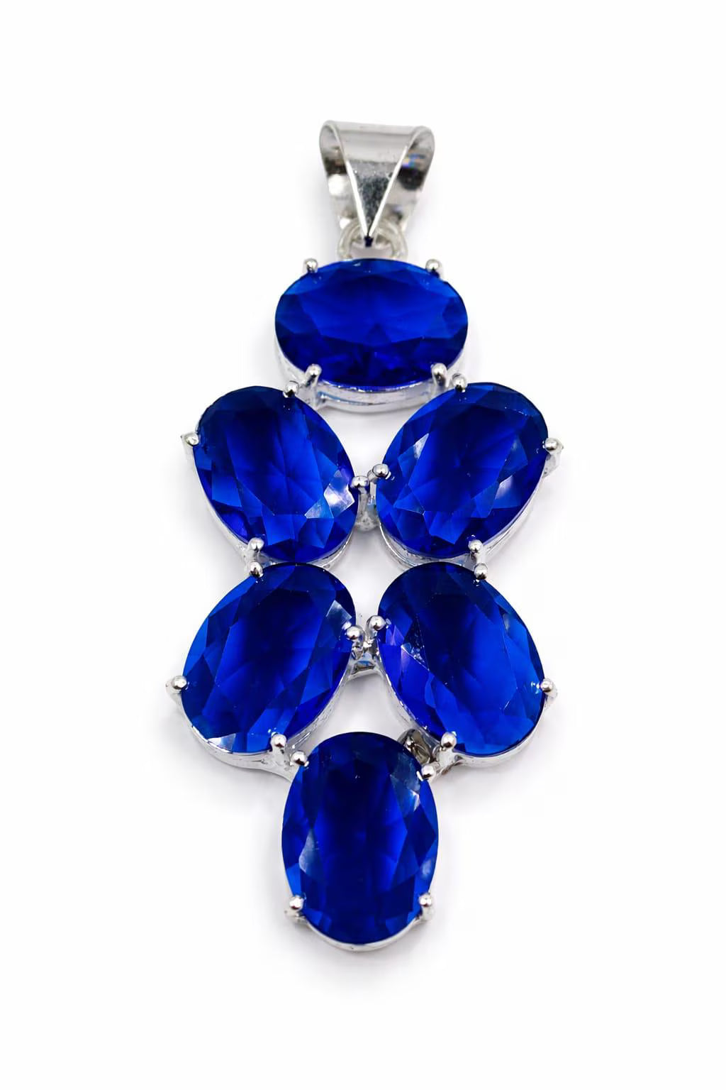 Handcrafted 925 Sterling Silver Royal Blue Gemstone Statement Pendant