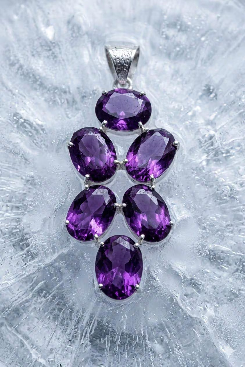Premium Handcrafted 925 Silver Amethyst Cluster Pendant – Luxury Statement Piece