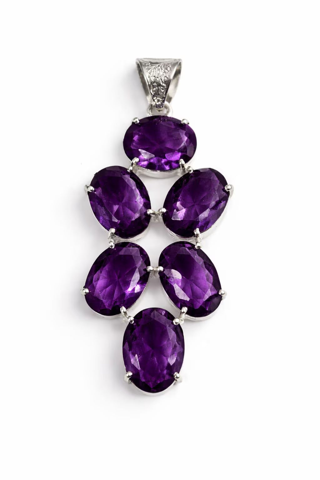 Premium Handcrafted 925 Silver Amethyst Cluster Pendant – Luxury Statement Piece