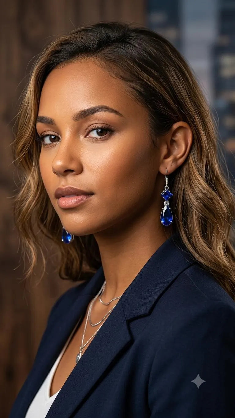 Handcrafted 925 Sterling Silver Blue Gemstone Drop Earrings – Elegant Teardrop Statement Jewelry