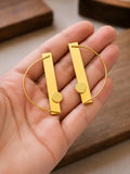 Minimalist Gold Hoop Bar Earrings, Geometric Statement Earrings, Handmade Modern Dangle Earrings, Gift for Her, Boho Jewelry