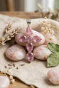 Handcrafted 925 Sterling Silver Pink Gemstone Cross Pendant | Premium Luxury Statement Jewelry