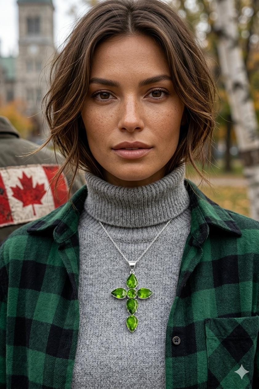 Premium Handcrafted 925 Sterling Silver Green Peridot Cross Pendant | Luxury Gemstone Jewelry