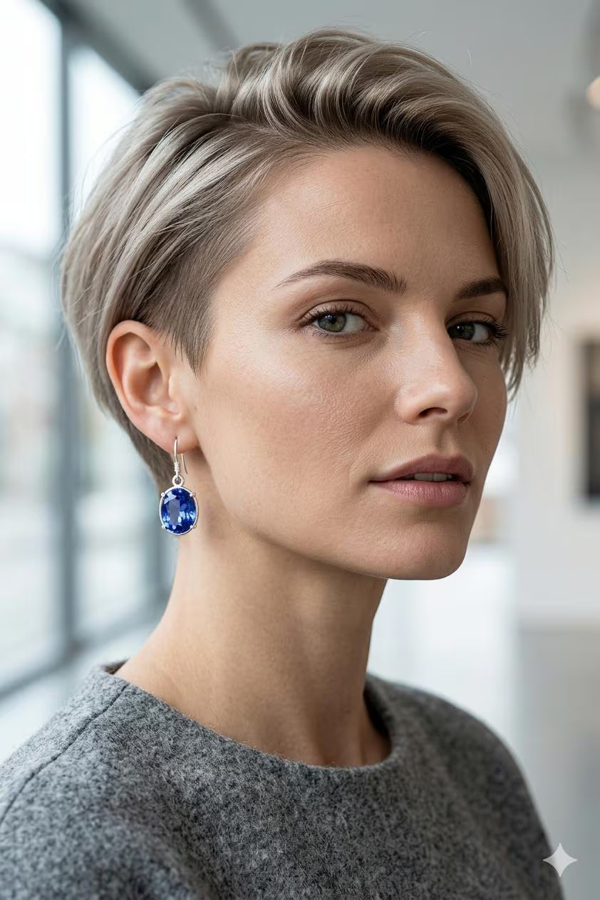 Handcrafted 925 Sterling Silver Blue Sapphire Crystal Dangle Earrings | Luxury Gift for Women
